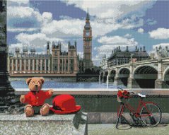 Купить Алмазная мозаика на подрамнике Мишка-путешественник в Лондоне  в Украине