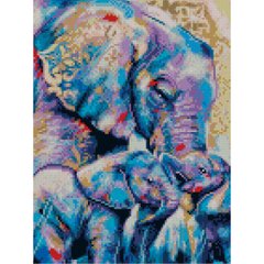 Купити Матуся зі слонятами Мозаїка камінчиками по номерам з підрамником  в Україні