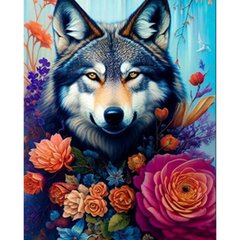 Купить Волк среди цветов Набор для алмазной картины На подрамнике 40х50  в Украине