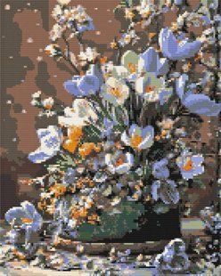 Купить Набор для алмазной мозаики с круглыми камушками На подрамнике Нежные крокусы  в Украине