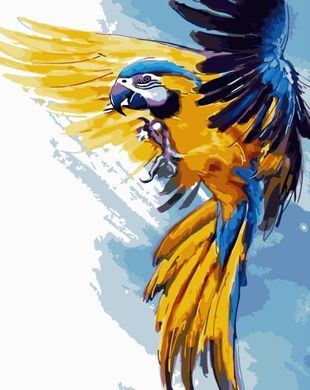 Купити Набір для малювання за номерами (без коробки) Жовто-синя папуга  в Україні