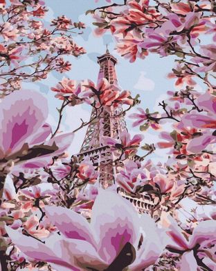 Купить Эйфелева башня весной Раскраска по номерам  в Украине
