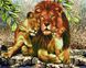 Львиное семейство Раскраска + алмазка Картина по номерам с частичной выкладкой круглыми камнями, Без коробки, 40 х 50 см