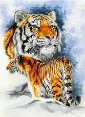 Купити Мозаїчна картина Алмазна вишивка Сім'я тигрів  в Україні