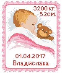 Купить 30387 Метрика мишка (девочка) Набор алмазной мозаики  в Украине