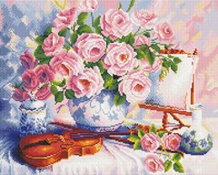Купити Алмазна мозаїка Рози і скрипка 40х50см  в Україні