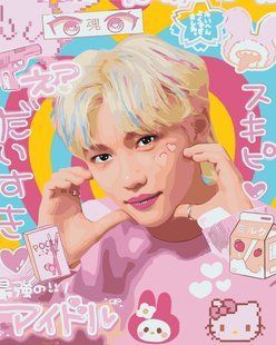 Купити K-Pop: Stray Kids Лі Фелікс (Li Felix) Картина за номерами на полотні 40 х 50 см  в Україні
