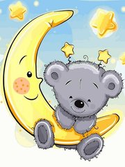 Купити Картина за номерами маленького розміру Ведмедик на місяці  в Україні