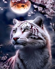 Купить Лунная тигрица Алмазная мозаика круглыми камушками 40х50см  в Украине
