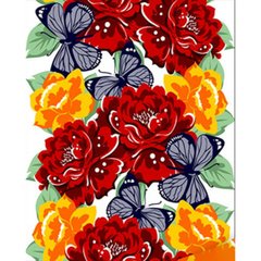 Купити Квітковий орнамент з метеликами Діамантова мозаїка На підрамнику 40х50 см  в Україні