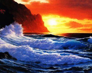 Купить Закат на море. Набор для алмазной вышивки квадратными камушками На подрамнике 40х50см  в Украине
