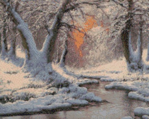Купити Вечірнє світло над зимовою рікою. Набір для алмазної вишивки квадратними камінчиками  в Україні