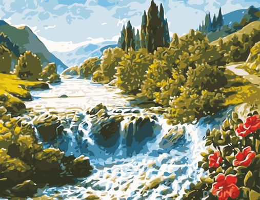 Купити Картина за номерами великого розміру 50 х 65 см Чарівний водоспад  в Україні
