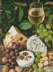 Купить Белое вино с сыром Мозаичная картина по номерам 30х40 см  в Украине