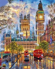 Купити Вежа Біг Бен в Лондоні Діамантова мозаїка На підрамнику 40х50 см  в Україні