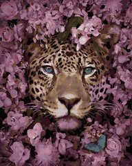 Купити Леопард у квітах Картина за номерами (без коробки)  в Україні