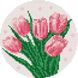 Ніжні тюльпани ©art_selena_ua Алмазна мозаїка на підрамнику круглої форми діаметром 19см, Так, d19 см