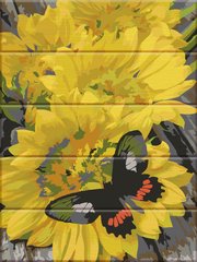 Купить Бабочка на цветах. Раскраска по номерам на дереве  в Украине