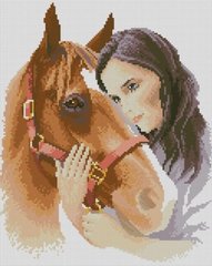 Купить 30942 Девушка с лошадью Набор алмазной вышивки квадратными камнями  в Украине