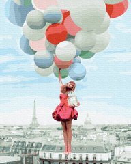 Купить Картина раскраска по номерам На шариках над Парижем 40 х 50 см (без коробки)  в Украине
