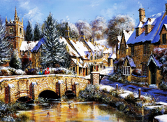 Купить Зима в Швейцарии Алмазная мозаика На Подрамнике, квадратные камни 40х55см  в Украине
