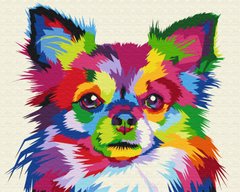 Купить Раскрашивание по номерам Разноцветная собачка (без коробки)  в Украине