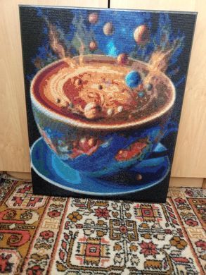 Купить Чашка с планетами Алмазная мозаика На Подрамнике, квадратные камни 40х50см  в Украине