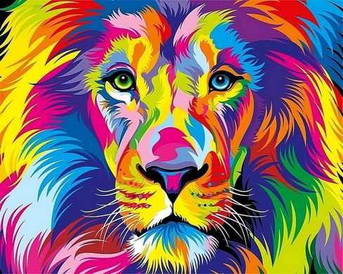 Купити Райдужний лев Антистрес розфарбування по номерах 40 х 50 см  в Україні
