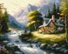 Цифровая картина раскраска Домик в горах ©art_selena_ua