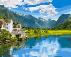Купить Рисование картин по номерам (без коробки) Деревня в Швейцарии  в Украине