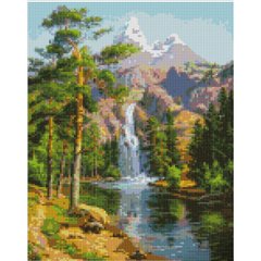 Купить Водоспад у горах 30х40 см (KB090) Набір для творчості алмазна картина  в Украине