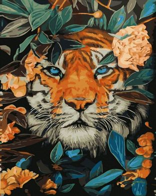 Купити Тигр у джунглях Картина антистрес за номерами на підрамнику  в Україні