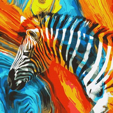 Купити Картина за номерами Різнокольорова зебра  в Україні