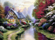 Дом мечты – Цветущий сад, худ.Кинкейд Алмазная мозаика 55 х 40 см, Нет, 55 х 40 см